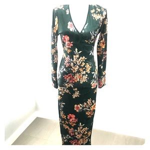 Green velvet wrap dress